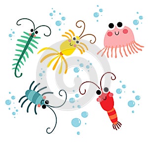 Zooplankton animal cartoon character vector illustration