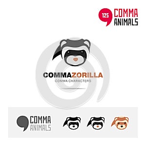 Zorilla animal concept icon set and modern brand identity logo template and app symbol based on comma sign