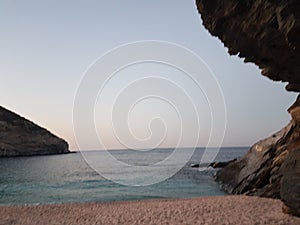 Zorkos beach in andros island greece in the evening