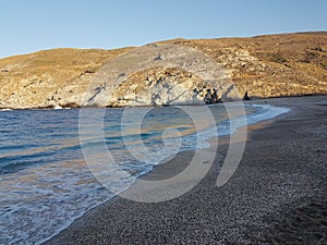 zorkos beach in andros island greece on the north side of the island