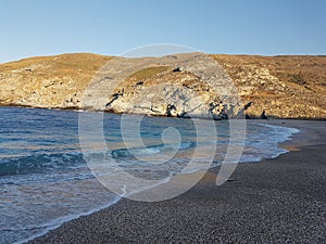 zorkos beach in andros island greece on the north side of the island