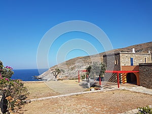 Zorkos beach in andros island greece on the north side of the island