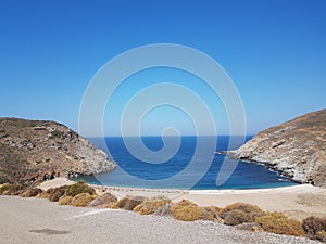 Zorkos beach in andros island greece on the north side of the island