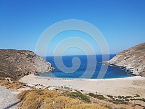 Zorkos beach in andros island greece on the north side of the island