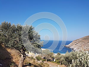 Zorkos beach in andros island greece on the north side of the island