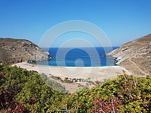 Zorkos beach in andros island greece on the north side of the island