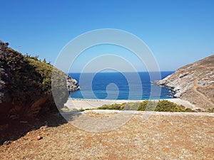 Zorkos beach in andros island greece on the north side of the island