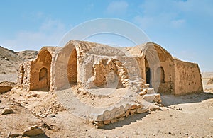 Zoroastrian cult buildings in desert, Yazd, Iran
