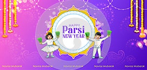 Zoroastrianism holiday Happy Jamshedi Navroz traditional festival background of Parsi