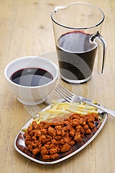 Zorza Gallega is pork minced meat dish mixed with spices before becoming chorizos. photo