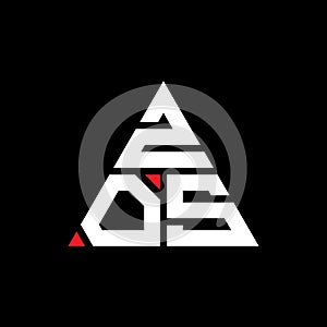 ZOS triangle letter logo design with triangle shape. ZOS triangle logo design monogram. ZOS triangle vector logo template with red