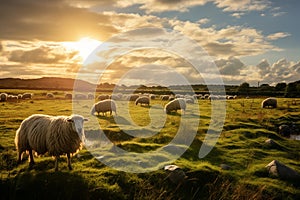 Zottelige Schafe in einer Herde