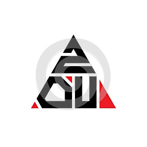 ZOU triangle letter logo design with triangle shape. ZOU triangle logo design monogram. ZOU triangle vector logo template with red