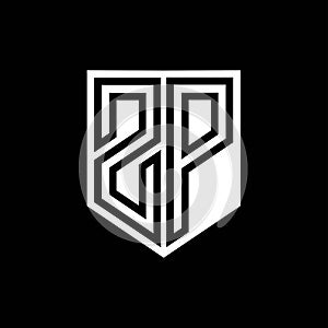 ZP Logo monogram shield geometric black line inside white shield color design