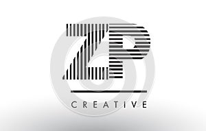 ZP Z P Black and White Lines Letter Logo Design.