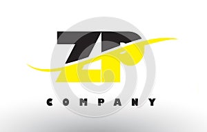 ZP Z P Black and Yellow Letter Logo with Swoosh.
