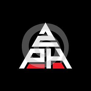 ZPH triangle letter logo design with triangle shape. ZPH triangle logo design monogram. ZPH triangle vector logo template with red