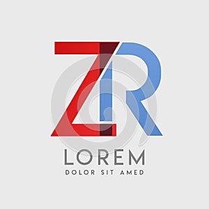 ZR logo letters with blue and red gradation