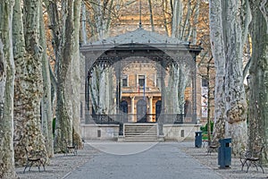 Zrinjevac Park in Zagreb during quarantine due to the covid-19 pandemic