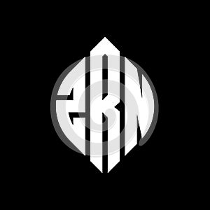 ZRN circle letter logo design with circle and ellipse shape. ZRN ellipse letters with typographic style. The three initials form a photo