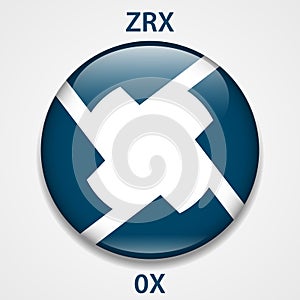 ZRX Coin cryptocurrency blockchain icon. Virtual electronic, internet money or cryptocoin symbol, logo