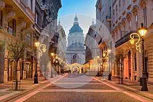 ZrÃ­nyi street, St. Stephen`s Basilica in Budapest