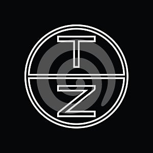 ZT Logo monogram abstract inside circle stripe images design template