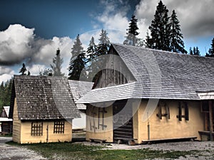 Rare wooden folk houses in Zuberec.Slovakia