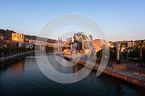 Zubizuri bridge in Bilbao, Spain