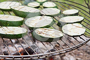 Zucchini being barbequed