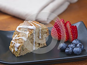 Zucchini bread slice and fruit