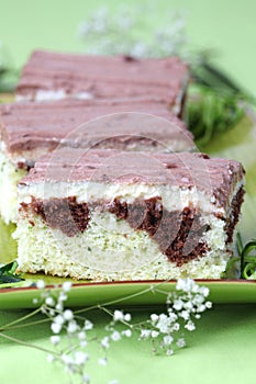 Zucchini cake with vanilla cream