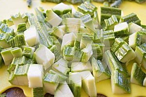 Zucchini clipped in chunks