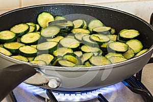 Zucchini while cooking