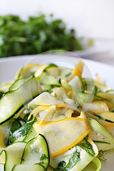 Zucchini or courgette summer fresh salad