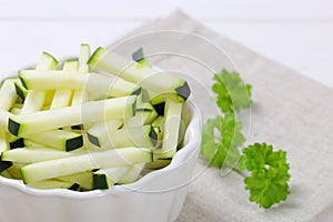 Zucchini cut into strips