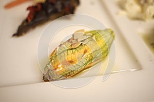 Zucchini flower stuffed with ricotta cheese