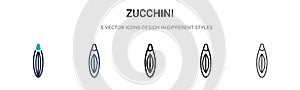 Zucchini icon in filled, thin line, outline and stroke style. Vector illustration of two colored and black zucchini vector icons