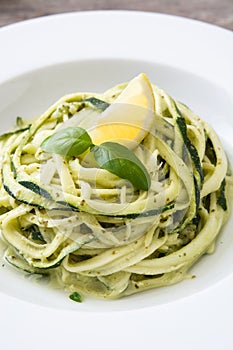 Zucchini noodles with pesto sauce