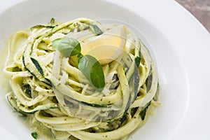 Zucchini noodles with pesto sauce