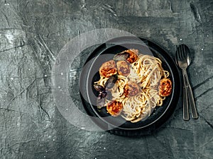 Zucchini Parmesan Meatballs with Pasta Carbonara