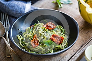 Zucchini Pasta in Pesto sauce