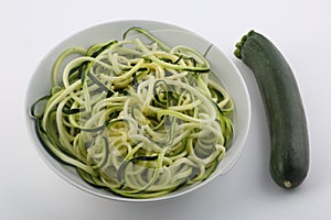 zucchini spaguetti as vegan detox healthy receipt photo