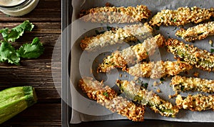 Zucchini sticks with panko breadcrumbs