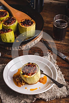 Zucchini Stuffed with Ground Beef