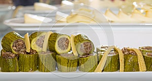 Zucchini stuffed with rice. Kabak dolmas zucchini stuffed with rice and meat turkish cuisine