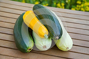 Zucchinis of different colors