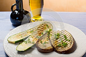 Zucchinis and eggplants grilled photo