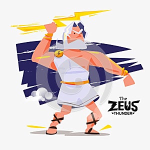 Zues in action. zues with thunder bolt in hand -