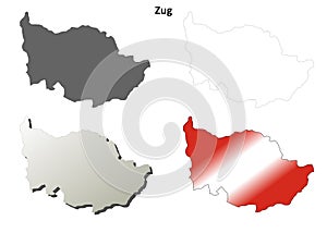 Zug blank detailed outline map set